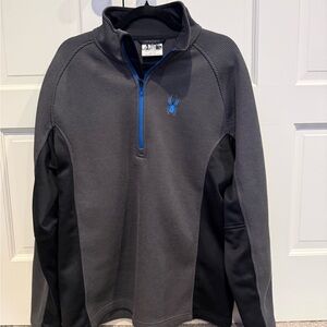 Spyder Men's Charcoal and Blue Quarter-Zip Performance Pullover
